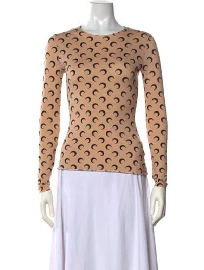 Pre-owned Marine Serre Graphic Print Crew Neck Top In Neutral