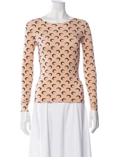 Pre-owned Marine Serre Graphic Print Crew Neck Top In Neutrals