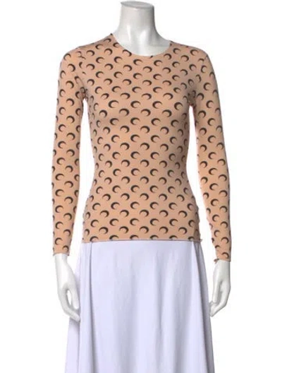 Pre-owned Marine Serre Graphic Print Crew Neck Top In Neutrals