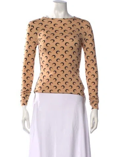 Pre-owned Marine Serre Graphic Print Crew Neck Top In Neutrals