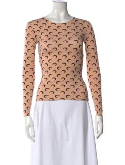 Pre-owned Marine Serre Graphic Print Crew Neck Top In Orange