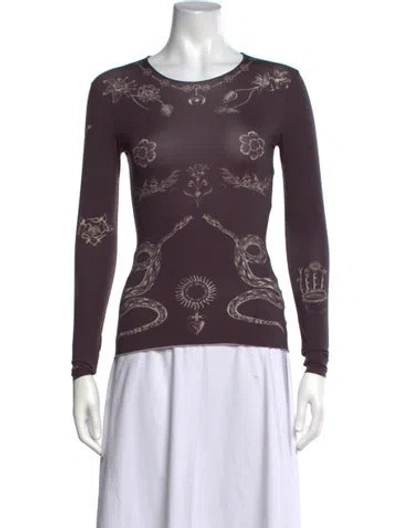 Pre-owned Marine Serre Graphic Print Crew Neck Top In Purple
