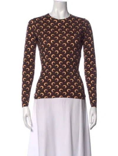 Pre-owned Marine Serre Graphic Print Crew Neck Top W/ Tags In Brown