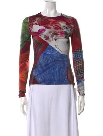 Pre-owned Marine Serre Graphic Print Crew Neck Top W/ Tags In Red