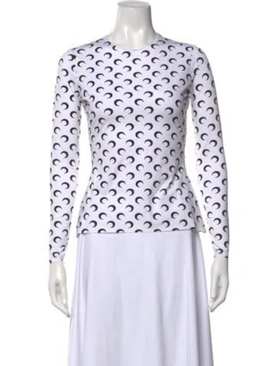 Pre-owned Marine Serre Graphic Print Crew Neck Top In White