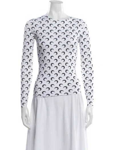 Pre-owned Marine Serre Graphic Print Crew Neck Top In White