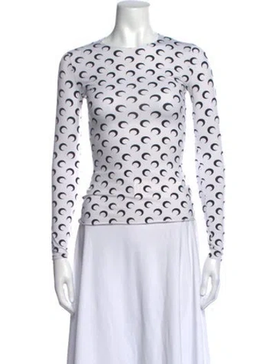 Pre-owned Marine Serre Graphic Print Crew Neck Top In White