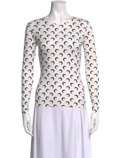 Pre-owned Marine Serre Graphic Print Crew Neck Top In White