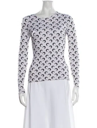 Pre-owned Marine Serre Graphic Print Crew Neck Top In White