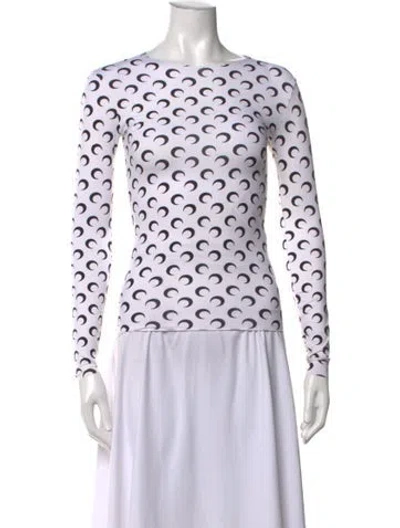 Pre-owned Marine Serre Graphic Print Crew Neck Top In White