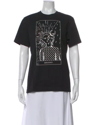 Pre-owned Marine Serre Graphic Print Crew Neck T-shirt In Black