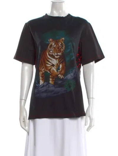 Pre-owned Marine Serre Graphic Print Crew Neck T-shirt In Black