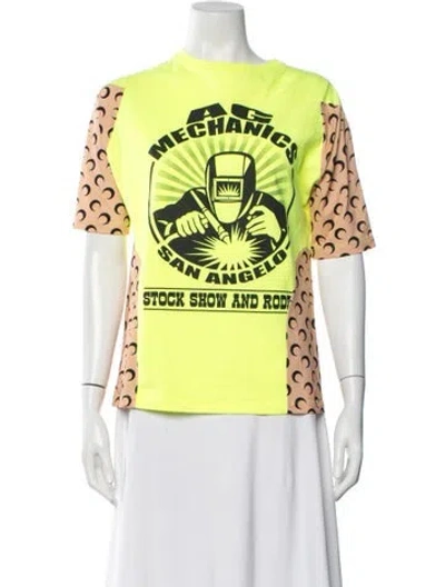 Pre-owned Marine Serre Graphic Print Crew Neck T-shirt In Yellow