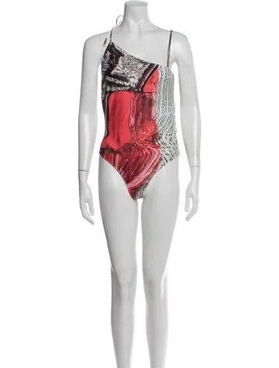 Pre-owned Marine Serre Graphic Print Cutout Accent One-piece In Red