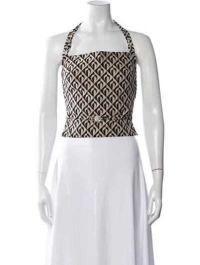 Pre-owned Marine Serre Graphic Print Halterneck Top In Black/neutrals