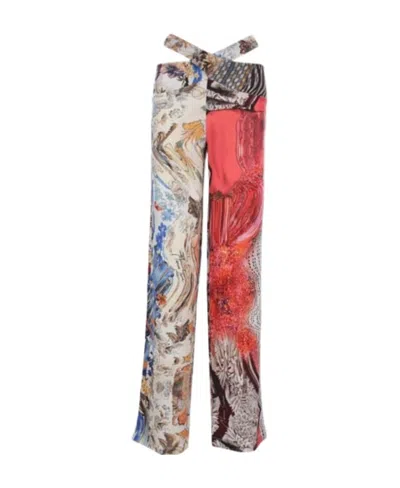 Marine Serre Graphic-print High-waisted Trousers In Multicolor