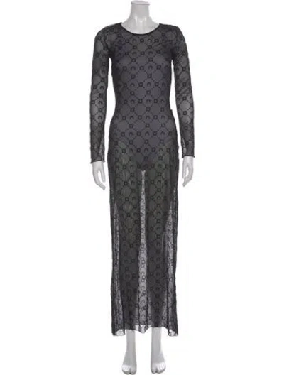 Pre-owned Marine Serre Graphic Print Long Dress In Black