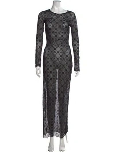 Pre-owned Marine Serre Graphic Print Long Dress In Black