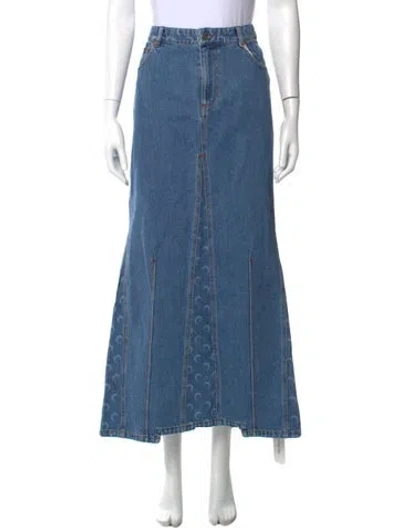 Pre-owned Marine Serre Graphic Print Long Skirt W/ Tags In Blue