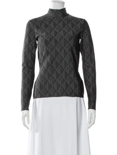 Pre-owned Marine Serre Graphic Print Long Sleeve Top In Gray