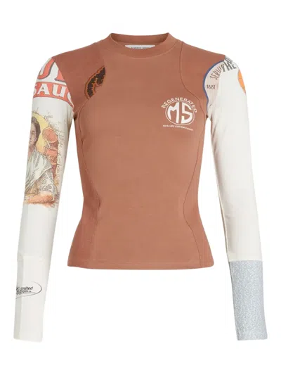 Marine Serre Graphic-print Long-sleeve Top In Neutral