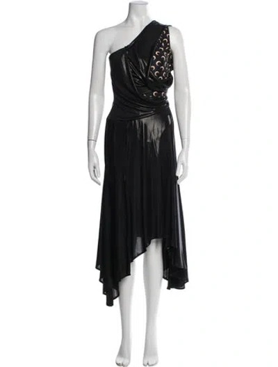 Pre-owned Marine Serre Graphic Print Midi Length Dress In Black