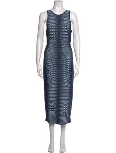 Pre-owned Marine Serre Graphic Print Midi Length Dress In Blue