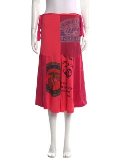 Pre-owned Marine Serre Graphic Print Midi Length Skirt In Pink