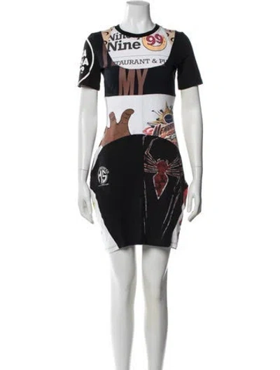 Pre-owned Marine Serre Graphic Print Mini Dress In Black