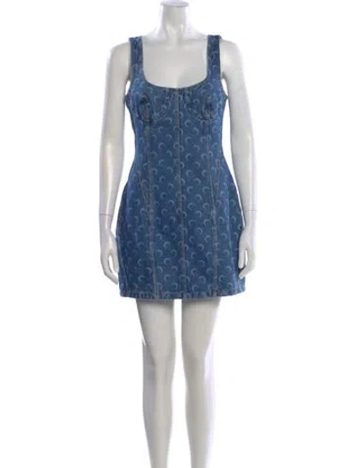 Pre-owned Marine Serre Graphic Print Mini Dress In Blue