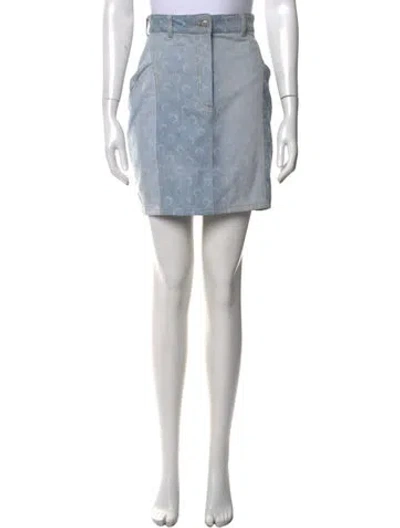 Pre-owned Marine Serre Graphic Print Mini Skirt In Blue