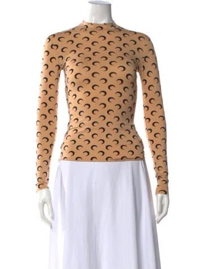 Pre-owned Marine Serre Graphic Print Mock Neck Top W/ Tags In Neutral