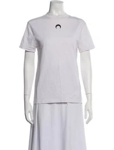 Pre-owned Marine Serre Graphic Print Mock Neck T-shirt In White