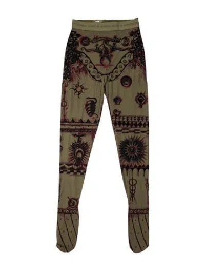 Pre-owned Marine Serre Graphic Print Skinny Leg Pants In Green