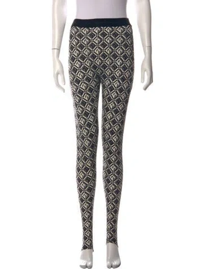 Pre-owned Marine Serre Graphic Print Skinny Leg Pants In Neutrals