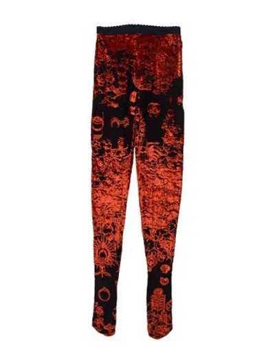 Pre-owned Marine Serre Graphic Print Skinny Leg Pants In Orange