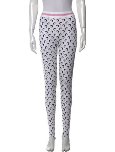 Pre-owned Marine Serre Graphic Print Skinny Leg Pants In White