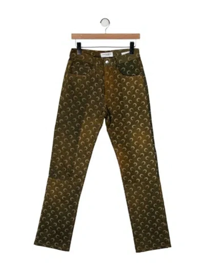 Pre-owned Marine Serre Graphic Print Straight Leg Pants In Green