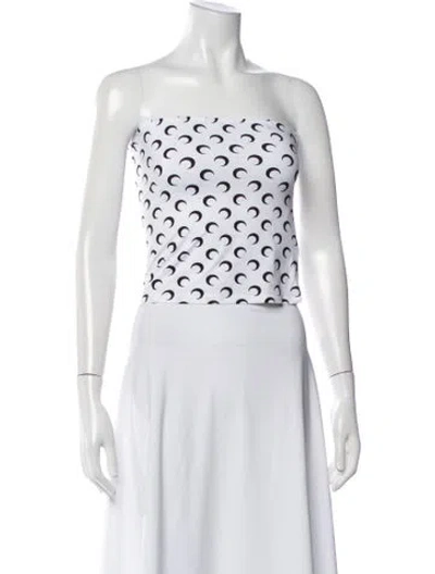 Pre-owned Marine Serre Graphic Print Strapless Crop Top In Neutral