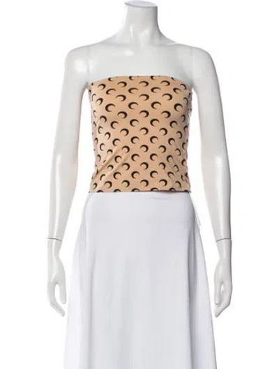 Pre-owned Marine Serre Graphic Print Strapless Crop Top W/ Tags In Neutral