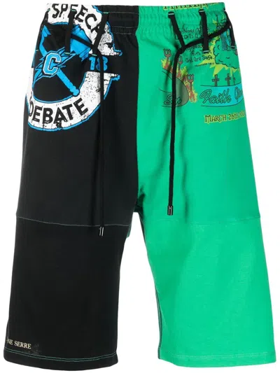 Marine Serre Graphic-print Track Shorts In Grün