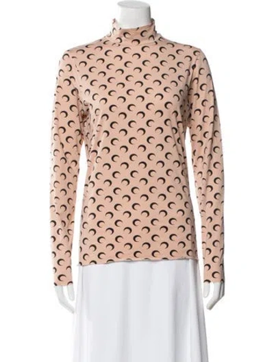 Pre-owned Marine Serre Graphic Print Turtleneck Top