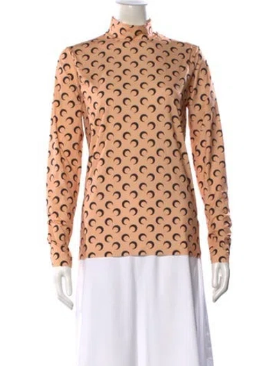Pre-owned Marine Serre Graphic Print Turtleneck Top