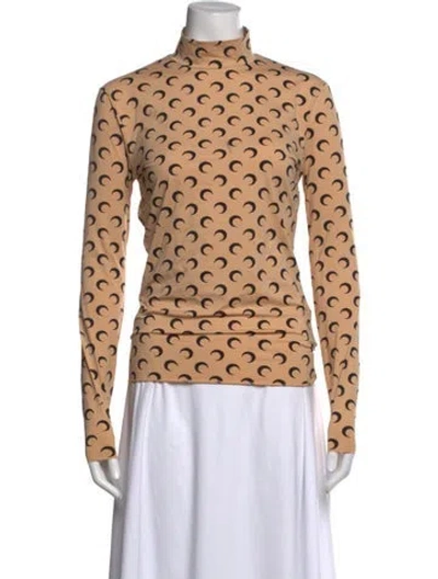 Pre-owned Marine Serre Graphic Print Turtleneck Top In Black/neutrals