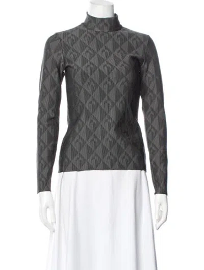 Pre-owned Marine Serre Graphic Print Turtleneck Top In Grey