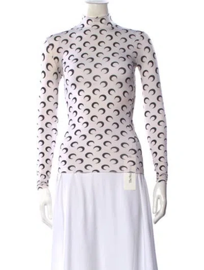 Pre-owned Marine Serre Graphic Print Turtleneck Top In Neutral