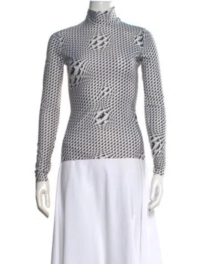 Pre-owned Marine Serre Graphic Print Turtleneck Top W/ Tags In Black