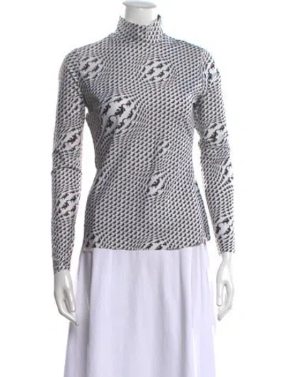 Pre-owned Marine Serre Graphic Print Turtleneck Top In White