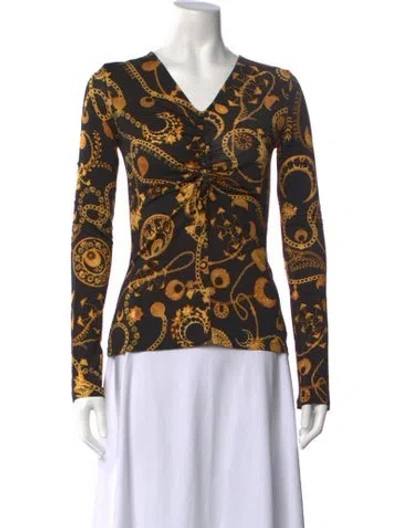Pre-owned Marine Serre Graphic Print V-neck Top In Black