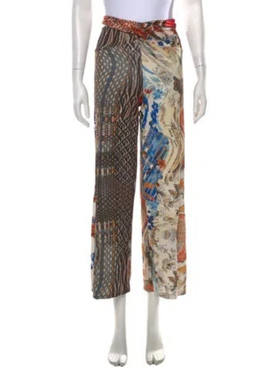 Pre-owned Marine Serre Graphic Print Wide Leg Pants In Neutrals